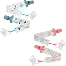 Prendedor De Chupetas Estrelas Kit 2 Trava Buba Rosa Azul