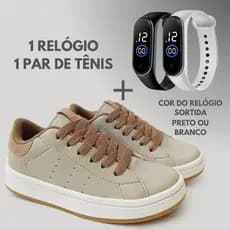 Kit Tênis + Relógio Infantil Casual Skatista Escolar Sola Reta Unissex ODDS