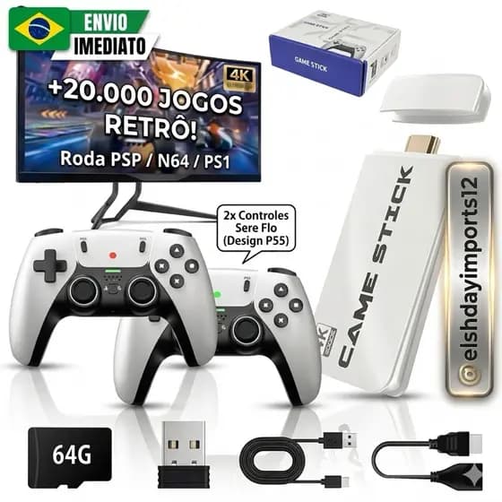 Console Retrô HDR 8k   2   Controles Sem Fio 2.4G + 20 mil jogos ps1 Atari nitendo fliperama psp
