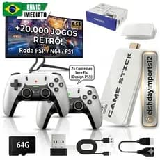 Console Retrô HDR 8k   2   Controles Sem Fio 2.4G + 20 mil jogos ps1 Atari nitendo fliperama psp