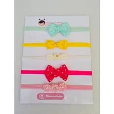 Kit com 5 Laços de Luxo: Faixinhas na Meia de Seda para Bebê RN até 2 Anos! Macias e confortáveis!