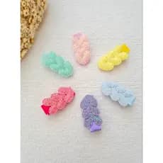Kit 6 Presilhas de Coração: com bico de pato de 3,5 cm encapado e borrachinha antideslizante