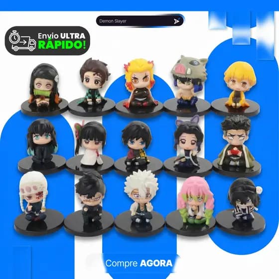 Bonecos Demon Slayer Action Figure Tanjirou Nezuko Zenitsu Inosuke Miniaturas Anime Colecionáveis PVC Kimetsu no Yaiba