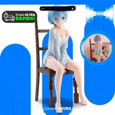 💙 Rem Re:Zero Action Figure Boneco 17cm Sentada com Cadeira – Anime PVC Colecionável Kawaii 💙