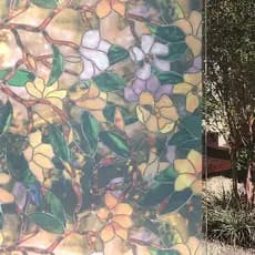 Pelicula Adesiva Eletrostatica para Vidro Jateado no Mod. Flor Magnolia para Janela Porta e Box