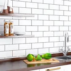 Papel de Parede Adesivo Cozinha Resistente a Alta Temperatura Azulejo Metro White