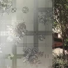 Pelicula Adesivo Eletrostatica 3D Vidro Flores e Quadrados para Janela Portas e Box Banheiro