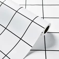 Papel de Parede Adesivo para Cozinha Resistente a Alta Temperatura Azulejo Quadriculado Branco
