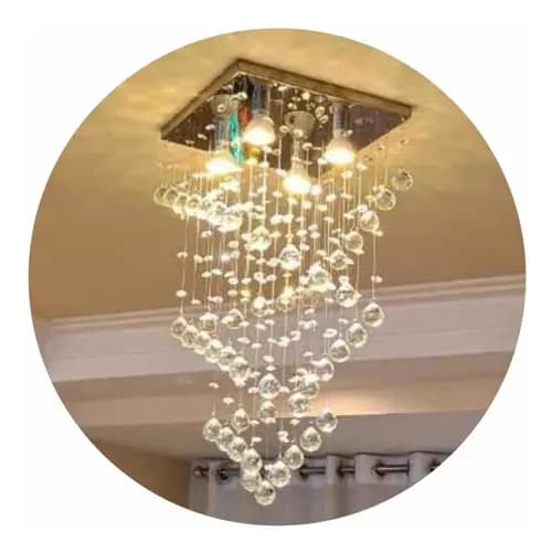 Lustre De Cristal Legítimo - Base 30x30 C/ Leds