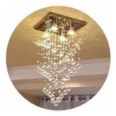 Lustre De Cristal Legítimo - Base 30x30 C/ Leds