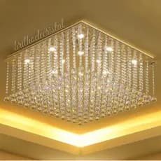 Lustre de Cristal Legítimo Plafon, base 57x57 cm por 30 cm