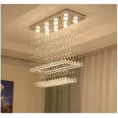 Lustre Retangular Com 70cm De Altura,cristais legítimos base De Inox Espelhado 20x70cm
