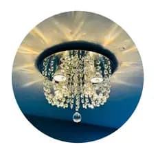 Lustre de Cristal K9 Legítimo 30cm Inox Espelhado com 4 Soquetes GU10 para Sala de Jantar ou Estar