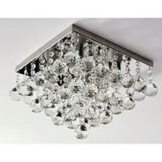 Lustre Plafon de Cristal K9 Quadrado 30x30 Inox Espelhado para Sala Quarto GU10