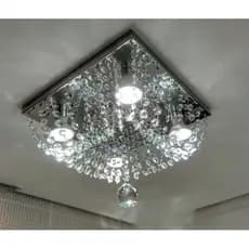 Lustre de Cristal K9 Meia Lua 30x30 Inox Espelhado – Enviado Montado com Soquetes GU10