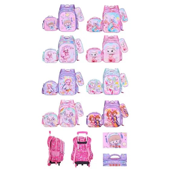 Kit 3 Em 1 Mochila Infantil 3D PU Escolar Saco Conjunto Menina Bonito Dos Desenhos Animados Do Bebê Meninas
