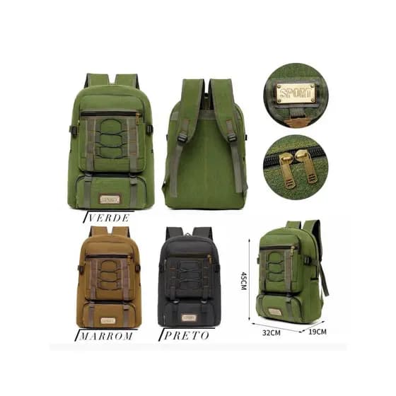 Mochila Bolsa Lona Reforçada Masculina Feminina Moda Style Qualidad Resistênte Unissex RC-51055