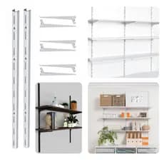 Kit 2 Trilhos 100cm e 6 Suportes para Prateleira Cremalheira Estante Ferro 20cm 25cm 30cm 40cm