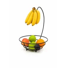 Fruteira Aramada Redonda Com Suporte Para Banana Arthi Black