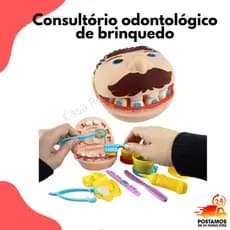 Brinquedo Massinha Dentista 14 Peças Aparelho Carie Dentes Saúde Bucal Dentista Faz de Conta