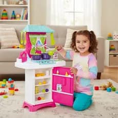 Cozinha de Brinquedos Mini Fogão Geladeira Acessórios, Pia e Mesa Removíveis