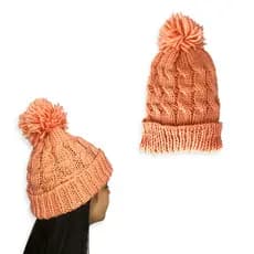 Touca Gorro Capuz de Lã com Pompom Quentinha Tricot Inverno Frio