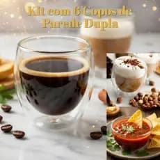 Conjunto Jogo Kit 2 /4 ou 6 Copos Vidro Parede Dupla Café Chá 250 Mls Que Não Esquenta a Mão