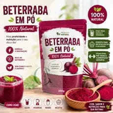 Beterraba em Pó Para Pré Treino Alimentação Saudável e Fitness 100% natural sem conservantes