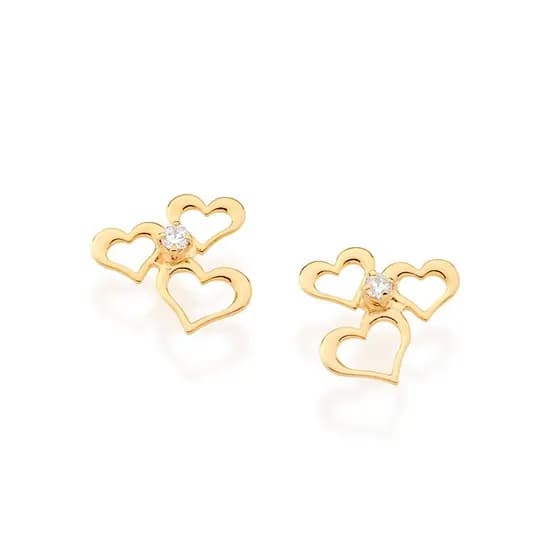 ROMMANEL BRINCO BANHADO A OURO 18K COM CORAÇÕES E ZIRCÔNIAS - TAM.ÚNICO 5255690006