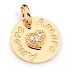 Pingente Folheado Ouro Escrito Amore Com Coração e Zirconias Rommanel