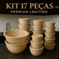 Kit 17 Potes Bowl Plástico com Tampa + Lava Tudo Multiuso Organização Cozinha