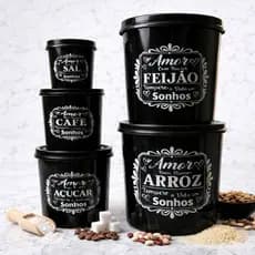 kit mantimentos 5 peças para cozinha jogo de lata potes de armazenamentos de alimentos porta mantimento