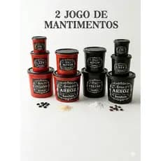 Kit 2 Jogos de Mantimentos 5 Peças Cada – Total 10 Potes Plásticos com Tampa
