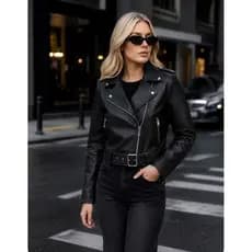 Jaqueta Biker Feminina Couro Ecológico Tendência