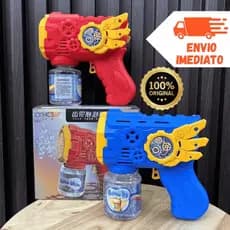 Brinquedo Lança Bolhas De Sabão Automática com Luz crianças  arminha Azul Vermelho