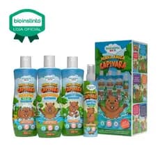 Kit Infantil Cabelo e Corpo Capivara - Shampoo Condicionador Sabonete Líquido Água de Colônia 4Itens
