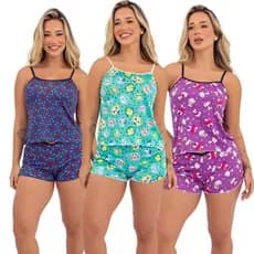 Pijama Baby Doll Short Doll Estampado Sem Bojo Original Conjunto Pijamas