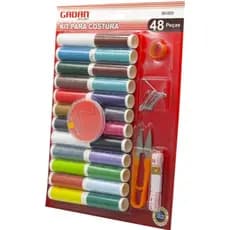 Kit para Costura 48 Peças Completo  linhas coloridas  agulhas para Reparos fita métrica tesoura