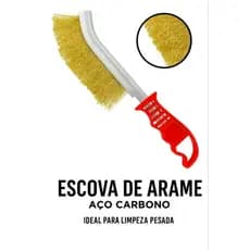 Escova  Arame manual Aço Carbono Ideal para Limpeza Pesada de Grelhas e Metais