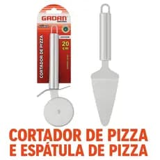 Kit Cortador de Pizza + Espátula de Pizza em Aço Inox