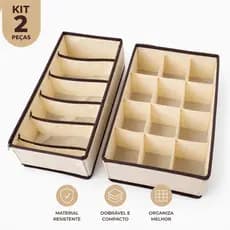 Kit 2 Organizadores De Gaveta Colmeia Bege Reforçado Premium Anti-mofo (12 e 6 Nichos)
