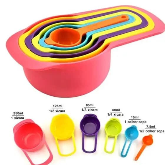 Kit Colheres Medidores 6 Peças Medidor Culinário Utensilios de Cozinha Medidor