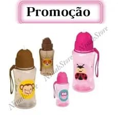 Squeeze Infantil Com Alça Tampa Antivazamento Canudo Silicone 400ml Joaninha