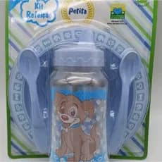 Kit Refeição Infantil 4 Itens PETITA - Pratinho Papinha Bebê + Copo de Treinamento + 2 Colheres - LIVRE BPA