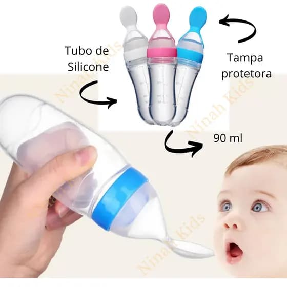 Colher Dosadora Silicone Papinha Bebê Introdução Medidor Alimentar Alimentação Amamentação