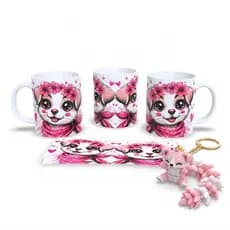 Caneca Sublimação Cachorro Lhasa Apso + Chaveiro Articulado DOG2 - Sara Presentes