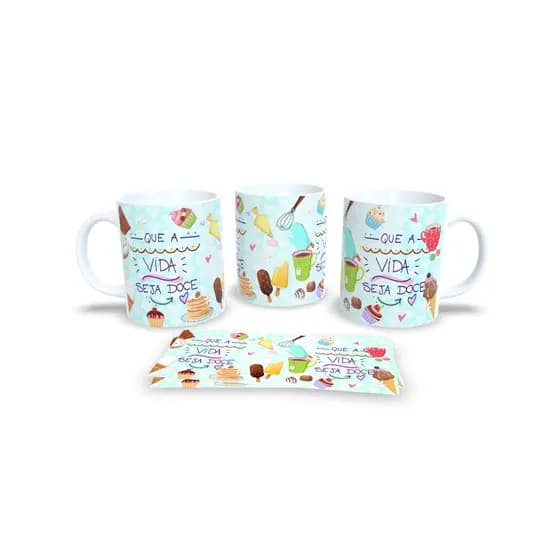 Caneca Sublimação Motivacional, Bem estar, Religioso, Motivação + Chaveiro efeito Tricô - CM11 Sara Presentes