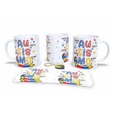 Caneca Sublimação Autista + 1 Chaveiro Emborrachado Autismo, TEA, CA5 - Sara Presentes