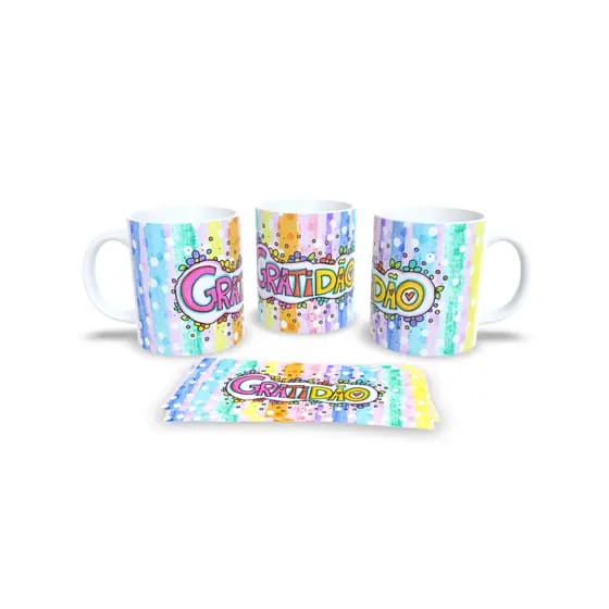 Caneca Sublimação Motivacional, Bem estar, Religioso, Motivação + Chaveiro efeito Tricô - CM2 - Sara Presentes