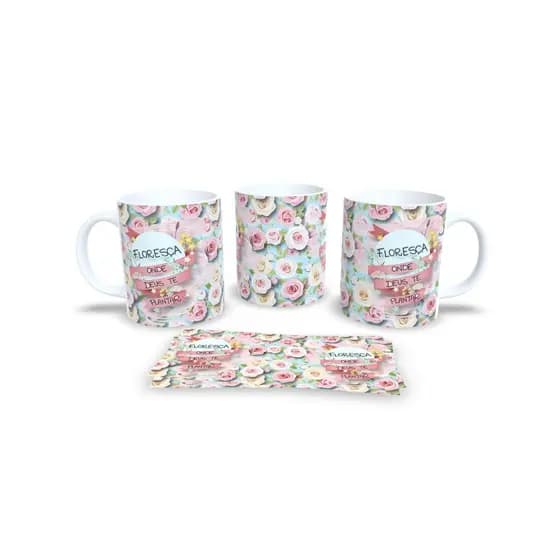 Caneca Sublimação Motivacional, Bem estar, Motivação + Chaveiro efeito Tricô - CM19 - Sara Presentes
